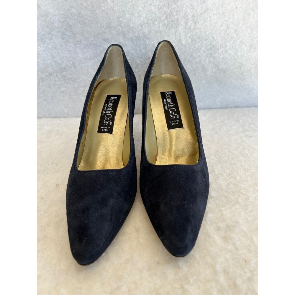 Kenneth Cole New York Vintage Black Suede‎ Pointed Toe Heels Pumps 8 AA